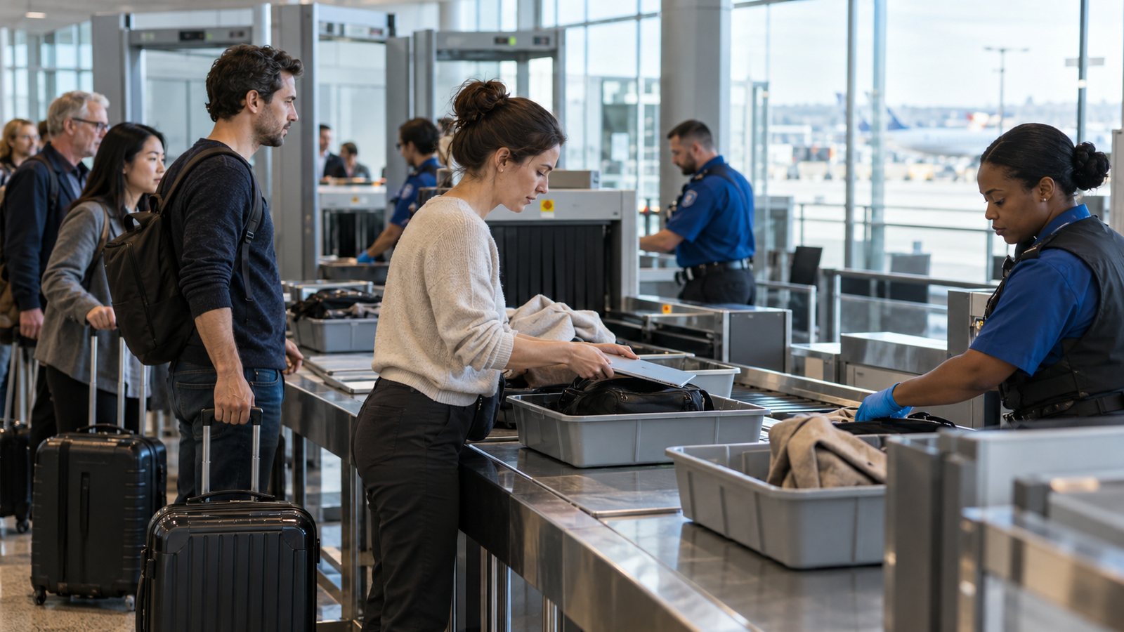 An airport security lane (illustrative)